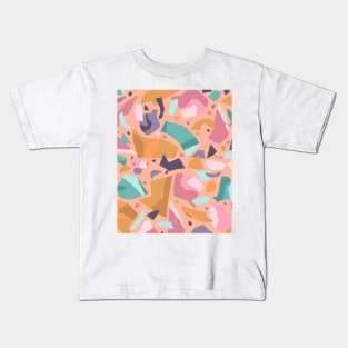 Pink terrazzo, abstract surface texture print Kids T-Shirt